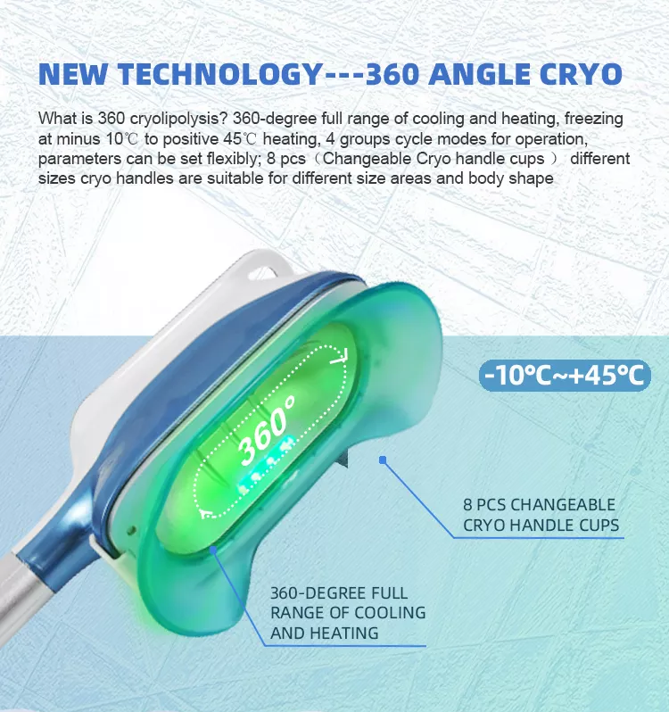 Vente en usine 2022 Machine d''amincissement par cryolipolyse 360 / Machine de refroidissement des graisses Cool Tech Réduction de la cellulite