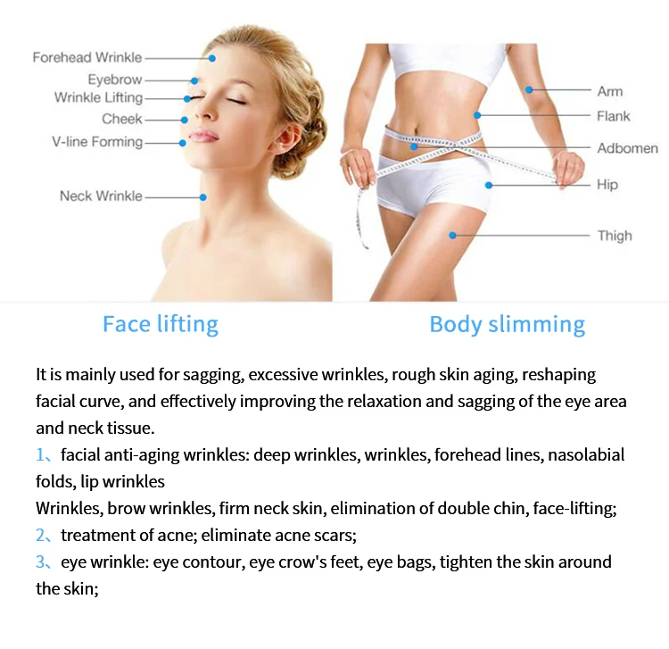 Appareil de raffermissement de la peau 2024, machine de lifting facial HIFU et de rajeunissement de la peau RF 2 en 1 Flx