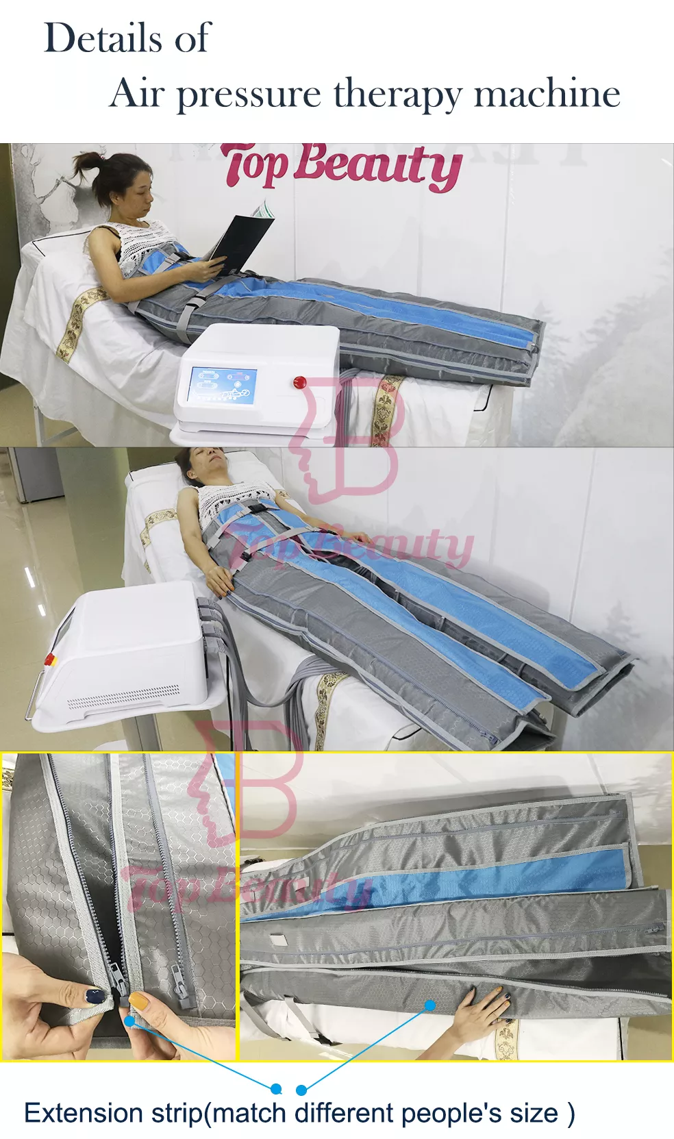 Combinaison de pressothérapie pour jambes corps entier drainage lymphatique machine presoterapia
