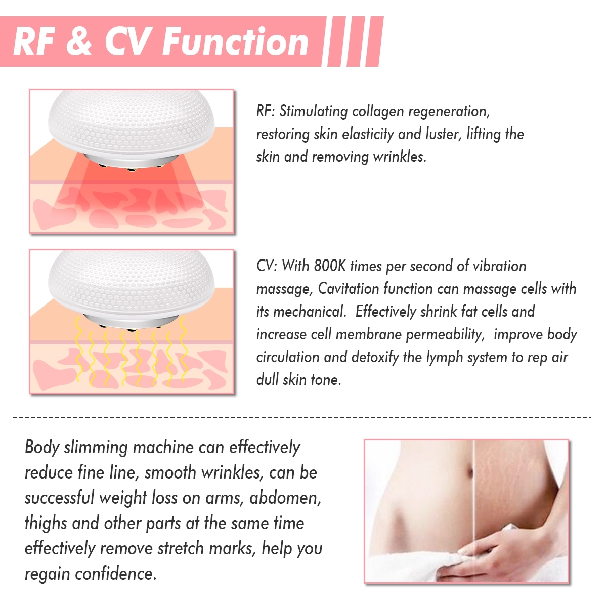 Appareil minceur à domicile Rf portable Ems Led Photon pour le corps Machine de beauté pour salon de beauté