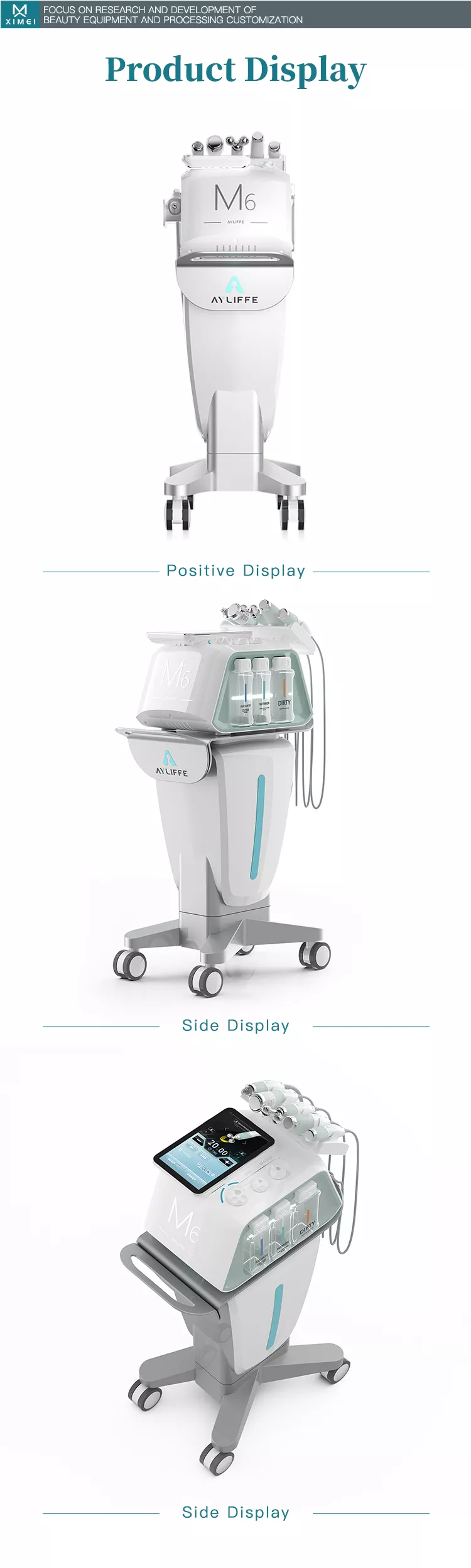 Appareil de nettoyage facial sous vide jet peel aqua 6 en 1 et hydro dermabrasion pour SPA