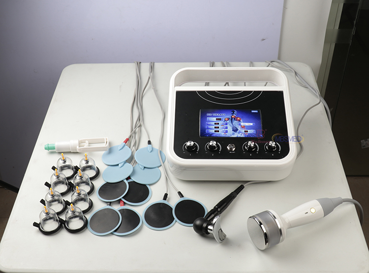 Stimulateur musculaire EMS pour l''amincissement du corps, machine de thérapie par électrostimulation à ondes russes et cupping mammaire sous vide