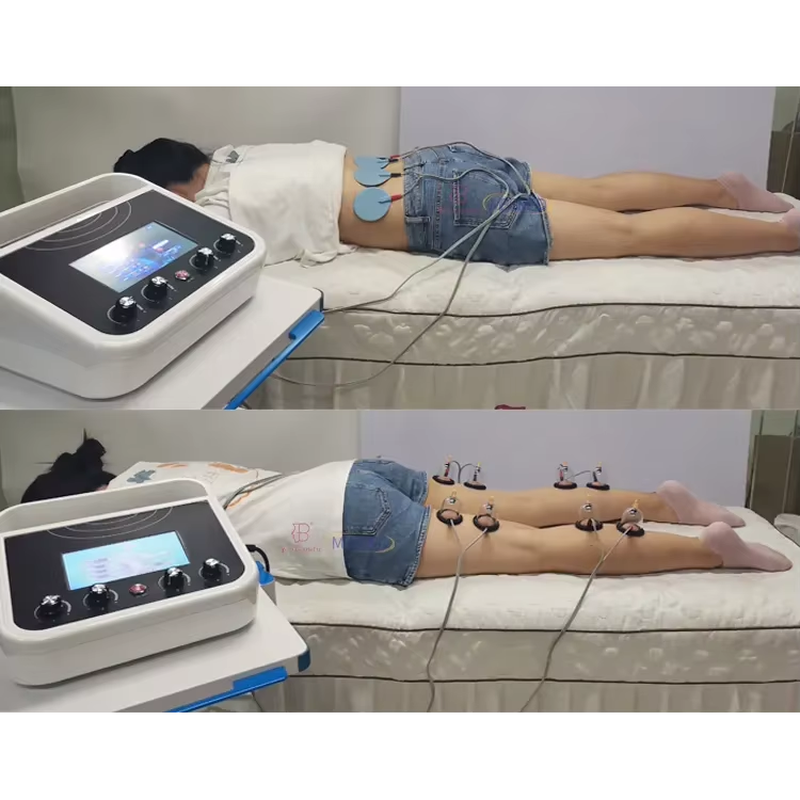 Stimulateur musculaire EMS pour l''amincissement du corps, machine de thérapie par électrostimulation à ondes russes et cupping mammaire sous vide
