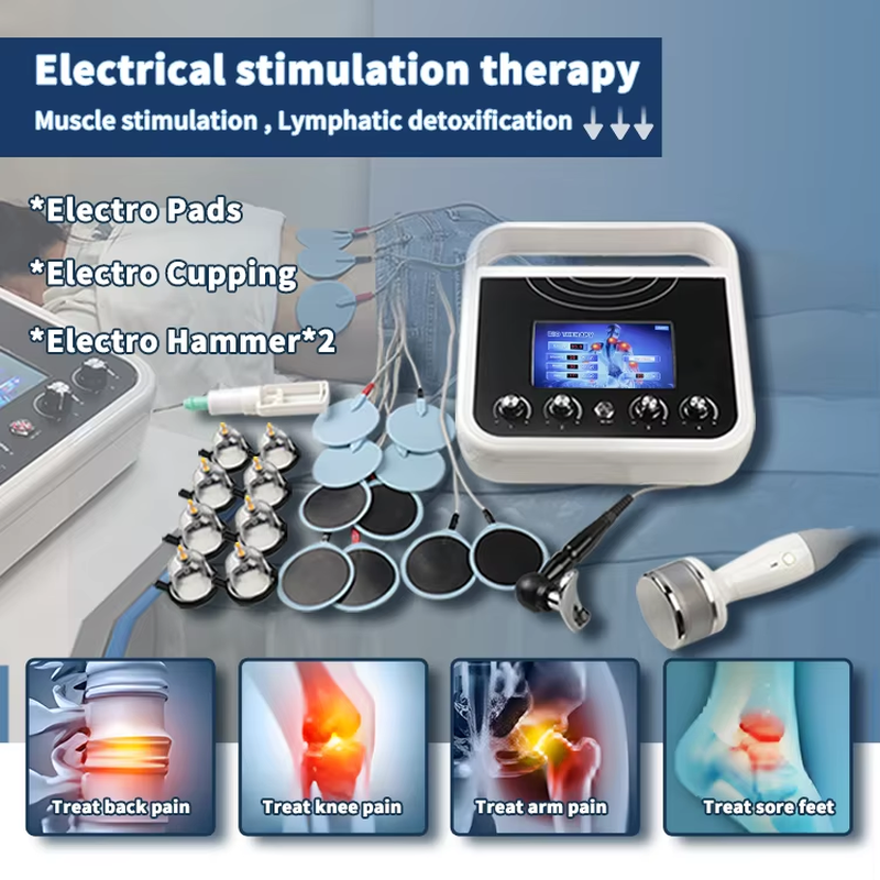 Stimulateur musculaire EMS pour l''amincissement du corps, machine de thérapie par électrostimulation à ondes russes et cupping mammaire sous vide