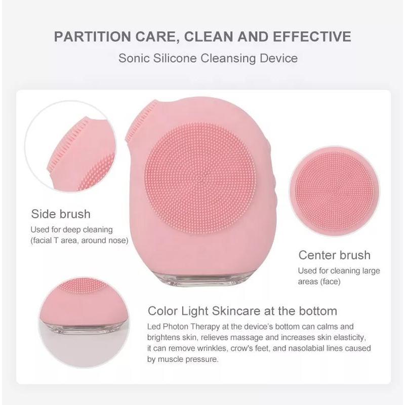 Brosse faciale en silicone avec LED pour nettoyage et massage du visage de la zone T, derniers produits